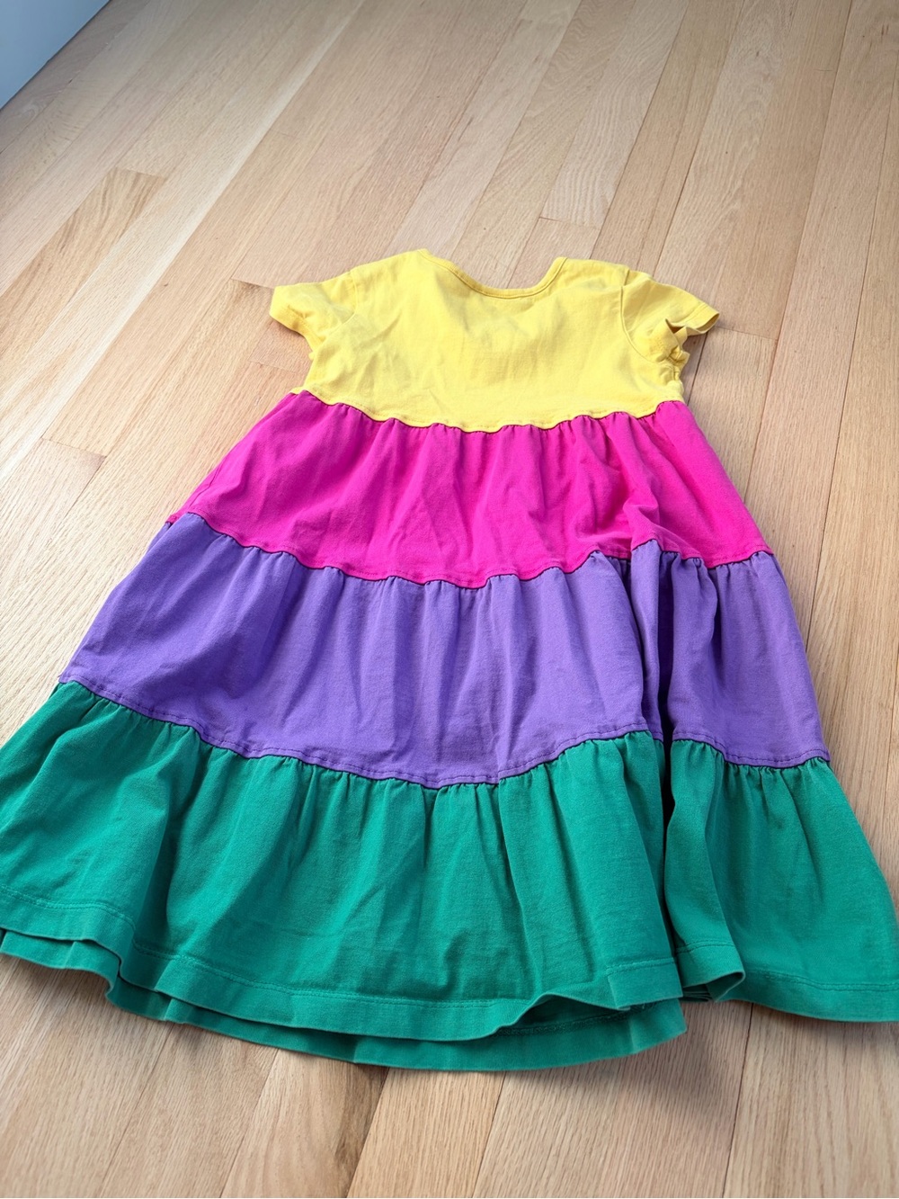 Hanna Andersson Colorblock Rainbow Tiered Dress Size 5 - Picture 3 of 3